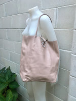 Tote leather bag in PINK with belt. Soft natural GENUINE leather bag + belt set. Large brown leather shopper. Computer, tablet or Laptop bag