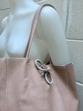 Tote leather bag in PINK with belt. Soft natural GENUINE leather bag + belt set. Large brown leather shopper. Computer, tablet or Laptop bag