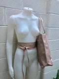 Tote leather bag in PINK with belt. Soft natural GENUINE leather bag + belt set. Large brown leather shopper. Computer, tablet or Laptop bag