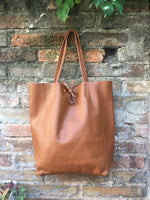 Tote bag in camel BROWN with belt.Soft natural GENUINE leather bag + belt set. Large brown leather bag. Computer, tablet or Laptop bag.