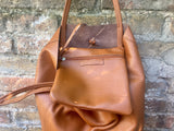 Tote bag in camel BROWN with belt.Soft natural GENUINE leather bag + belt set. Large brown leather bag. Computer, tablet or Laptop bag.