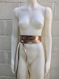 BRONZE OBI belt in natural soft leather. Waist belt,wide leather belt, metallic, wrap belt, boho sash, boho wraparound dark GOLD belt