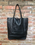 Tote leather bag in BLACK. Leather shopper made with soft natural GENUINE leather. Large BLACK shoulder bag for your laptop, books