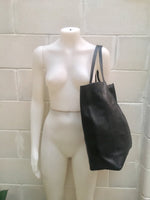 Tote leather bag in BLACK. Leather shopper made with soft natural GENUINE leather. Large BLACK shoulder bag for your laptop, books