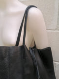 Tote leather bag in BLACK. Leather shopper made with soft natural GENUINE leather. Large BLACK shoulder bag for your laptop, books