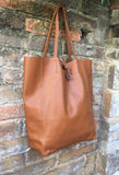 Tote bag in camel BROWN with belt.Soft natural GENUINE leather bag + belt set. Large brown leather bag. Computer, tablet or Laptop bag.