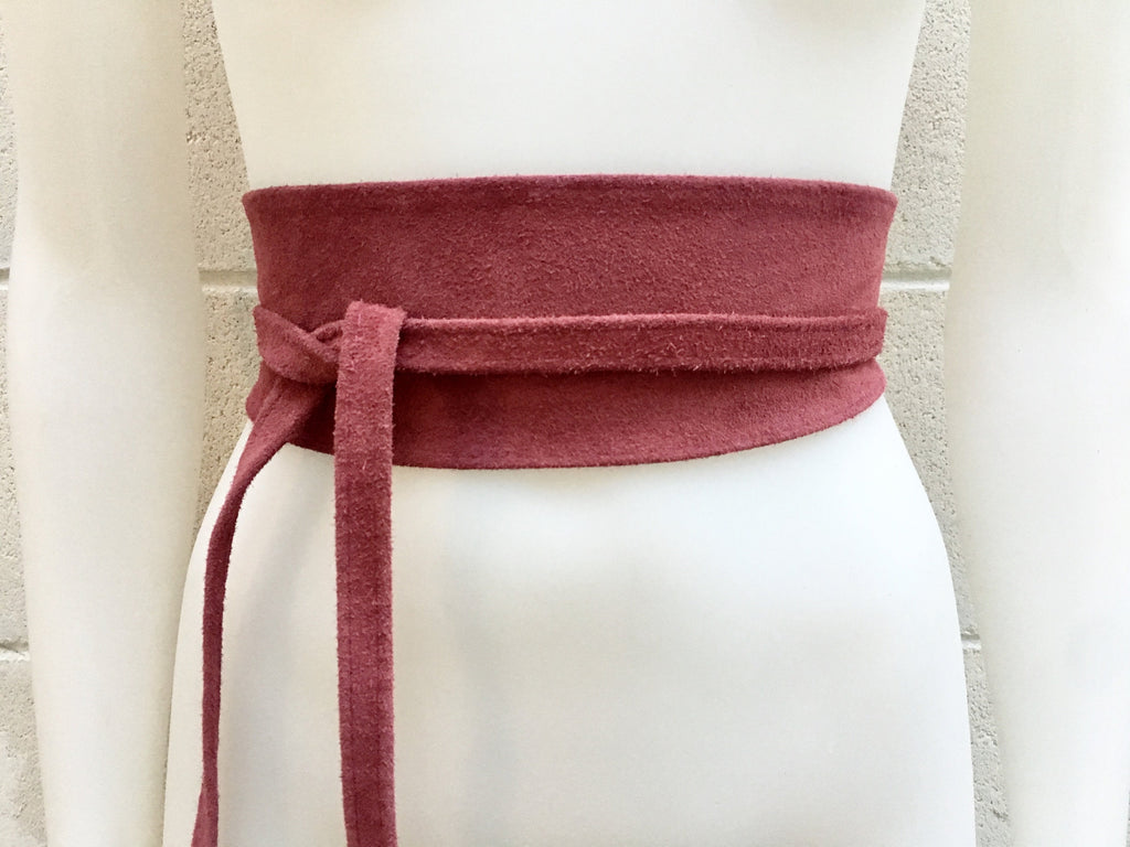 Raspberry pink wide suede belt. Wrap belt in soft suede, genuine leather, waist belt,orchid obi, boho belt, bohemian sash, boho, pink belt