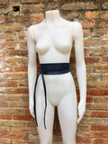 Obi belt in soft leather. Wrap belt in BLUE. Waist belt in NAVY. Wraparound belt in blue genuine leather. Boho navy belt.