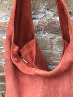 Slouch bag. Large tote leather bag in ORANGE with ZIPPER. Soft natural suede leather shopper bag. Boho orange carry all bag. Large hobo bag