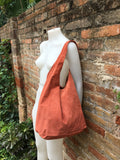 Slouch bag. Large tote leather bag in ORANGE with ZIPPER. Soft natural suede leather shopper bag. Boho orange carry all bag. Large hobo bag