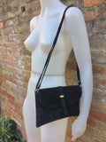 Suede leather bag in BLACK. Crossbody bag in GENUINE leather. Small leather bag with adjustable strap and zipper. BLACK Leather enveloppe