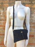 Suede leather bag in BLACK. Crossbody bag in GENUINE leather. Small leather bag with adjustable strap and zipper. BLACK Leather enveloppe