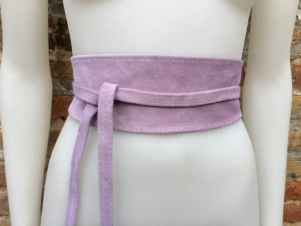 Light purple suede OBI belt, SASH in genuine soft suede,waist belt,soft belt, mauve sash, obi, boho belt, bohemian sash, boho lavender belt