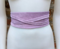 Light purple suede OBI belt, SASH in genuine soft suede,waist belt,soft belt, mauve sash, obi, boho belt, bohemian sash, boho lavender belt