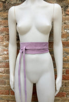 Light purple suede OBI belt, SASH in genuine soft suede,waist belt,soft belt, mauve sash, obi, boho belt, bohemian sash, boho lavender belt