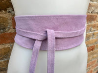 Light purple suede OBI belt, SASH in genuine soft suede,waist belt,soft belt, mauve sash, obi, boho belt, bohemian sash, boho lavender belt