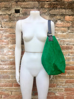 Slouch leather bag in GREEN. Hobo shoulder bag. Boho bag. Book or tablet bags in suede. GREEN suede bag.