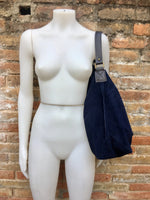 Slouch leather bag in NAVY blue. Hobo shoulder bag. Boho bag. Book or tablet bags in suede.Blue suede bag.