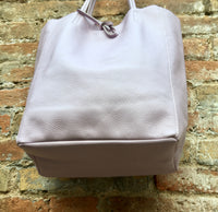 Tote leather bag in light PURPLE. Large leather shopper. Soft natural GENUINE leather . Shoulder bag for your lapto, books etc