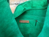 Slouch leather bag in GREEN. Hobo shoulder bag. Boho bag. Book or tablet bags in suede. GREEN suede bag.