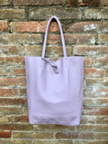 Tote leather bag in light PURPLE. Large leather shopper. Soft natural GENUINE leather . Shoulder bag for your lapto, books etc