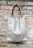 Tote leather bag in beige. Leather shopper in GENUINE leather. Large carry all bag for your laptop, books. Beige leather shopper.Beige purse