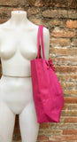 Tote leather bag in HOT PINK. Leather shopper bag in soft natural GENUINE leather. Large fuchsia color carry all bag for your laptop, books