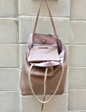 Tote leather bag in light PURPLE. Large leather shopper. Soft natural GENUINE leather . Shoulder bag for your lapto, books etc