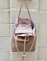 Tote leather bag in light PURPLE. Large leather shopper. Soft natural GENUINE leather . Shoulder bag for your lapto, books etc