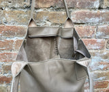 Tote leather bag in beige. Leather shopper in GENUINE leather. Large carry all bag for your laptop, books. Beige leather shopper.Beige purse