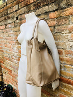 Tote leather bag in beige. Leather shopper in GENUINE leather. Large carry all bag for your laptop, books. Beige leather shopper.Beige purse