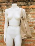 Tote leather bag in beige. Leather shopper in GENUINE leather. Large carry all bag for your laptop, books. Beige leather shopper.Beige purse