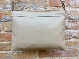 Cross body bag. BOHO grain leather bag in LIGHT BEIGE. Soft genuine grain leather. Crossover, messenger bag with zipper and adjustable strap