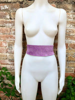 Light purple suede OBI belt, SASH in genuine soft suede,waist belt, boho dress belt, genuine leather wrapatound belt, mauve studded belt