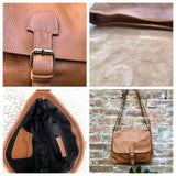 Leather bag in camel brown. Boho messenger bag in saddle brown. Cross body bag in Soft GENUINE leather bag. School or book bag.Tobacco color