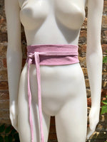 Purple -pink suede OBI belt, SASH in genuine soft suede,waist belt,soft belt, mauve sash, obi, boho belt, bohemian sash, boho lavender belt