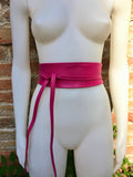 PINK tote leather bag + belt. Soft GENUINE leather bag + belt set. Large fuchsia leather shopper. Computer, tablet, Laptop bag. Pink purse
