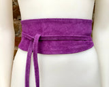 Purple suede OBI belt, SASH in genuine soft suede,waist belt,soft belt, mauve sash, obi, boho belt, bohemian sash, boho lavender belt