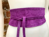 Purple suede OBI belt, SASH in genuine soft suede,waist belt,soft belt, mauve sash, obi, boho belt, bohemian sash, boho lavender belt