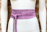 Light purple suede OBI belt, SASH in genuine soft suede,waist belt, boho dress belt, genuine leather wrapatound belt, mauve studded belt