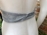 Gray suede OBI belt, SASH in genuine soft suede,waist belt, boho dress belt, genuine leather wrapatound belt, grey studded belt