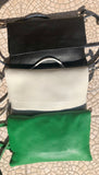 Small leather bag in green. Cross body or shoulder bag in GENUINE leather. Green leather bag with adjustable strap, zipper and flap.