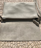 Small leather bag in light beige. Broken white cross body bag in GENUINE leather. Cream color bag with adjustable strap, zipper and flap.