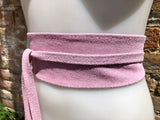 Purple -pink suede OBI belt, SASH in genuine soft suede,waist belt,soft belt, mauve sash, obi, boho belt, bohemian sash, boho lavender belt