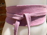 Purple -pink suede OBI belt, SASH in genuine soft suede,waist belt,soft belt, mauve sash, obi, boho belt, bohemian sash, boho lavender belt