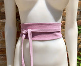 Purple -pink suede OBI belt, SASH in genuine soft suede,waist belt,soft belt, mauve sash, obi, boho belt, bohemian sash, boho lavender belt