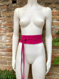 Hot Pink suede OBI belt. Genuine leather wraparound belt in fucsia. Soft suede MAGENTA Waist belt. Fuchsia wrap boho belt. Bridesmaids sash