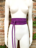 Purple suede OBI belt, SASH in genuine soft suede,waist belt,soft belt, mauve sash, obi, boho belt, bohemian sash, boho lavender belt