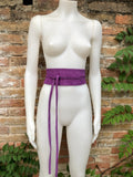 Purple suede OBI belt, SASH in genuine soft suede,waist belt,soft belt, mauve sash, obi, boho belt, bohemian sash, boho lavender belt