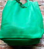 Shopper bag in GREEN. Genuine leather tote bag. Laptop bag, office bag to carry your tablet or books. Large carry all hobo bag. Soft leather